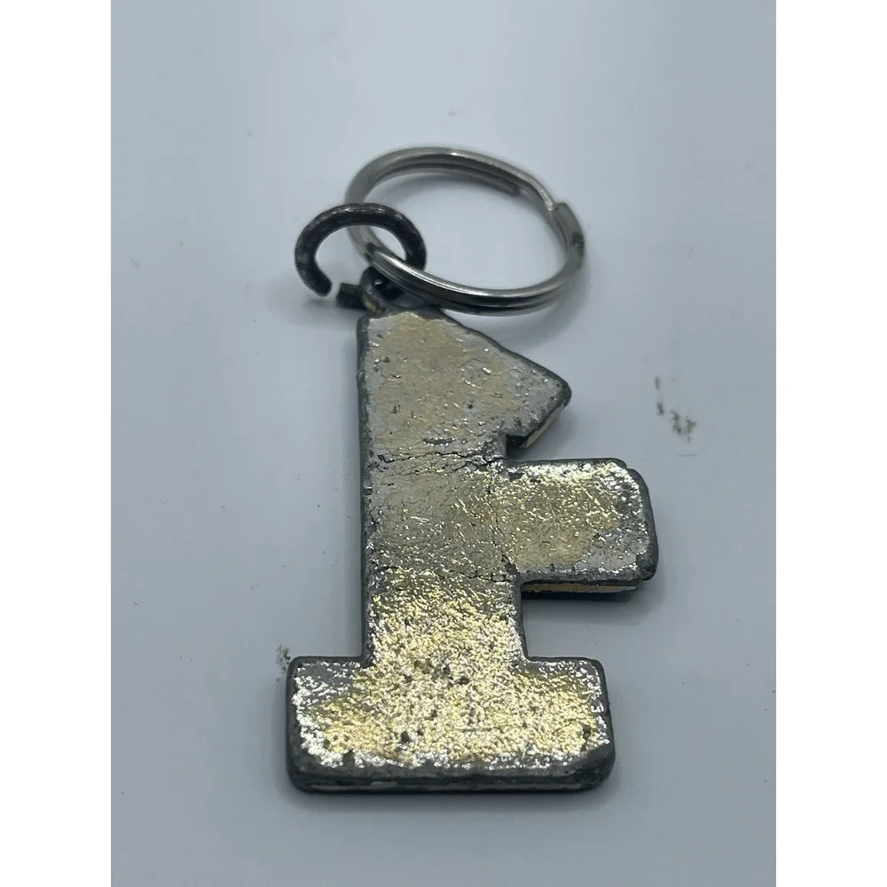 Vintage 80's #1‎ MOM Enamel Glitter Goldtone Metal Keychain Red 2